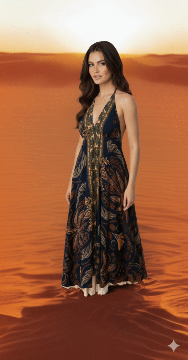 Vestido Indiano Desert Azul Marinho
